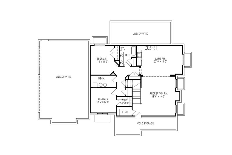 Dream House Plan - Floor Plan - Lower Floor for Craftsman House Plan #920-74 - 6 bed, 3.5 bath