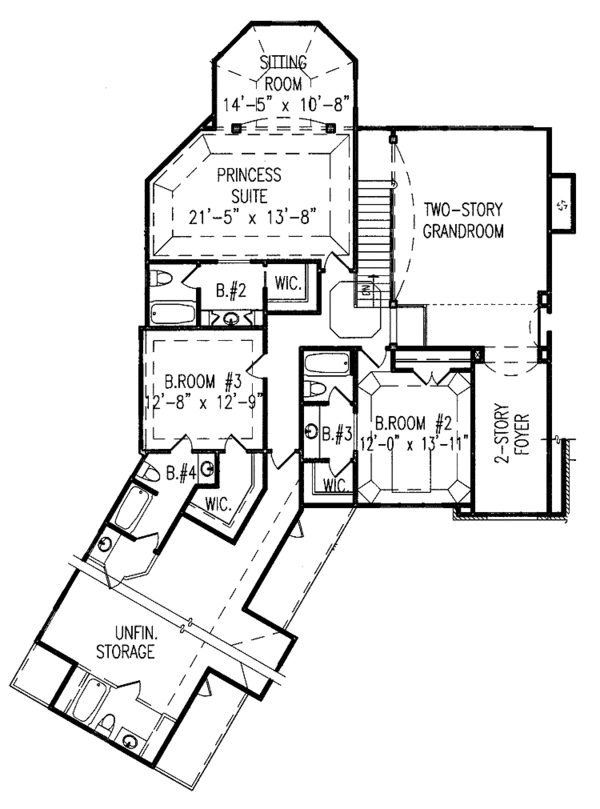 Architectural House Design - Traditional Floor Plan - Upper Floor Plan #54-186