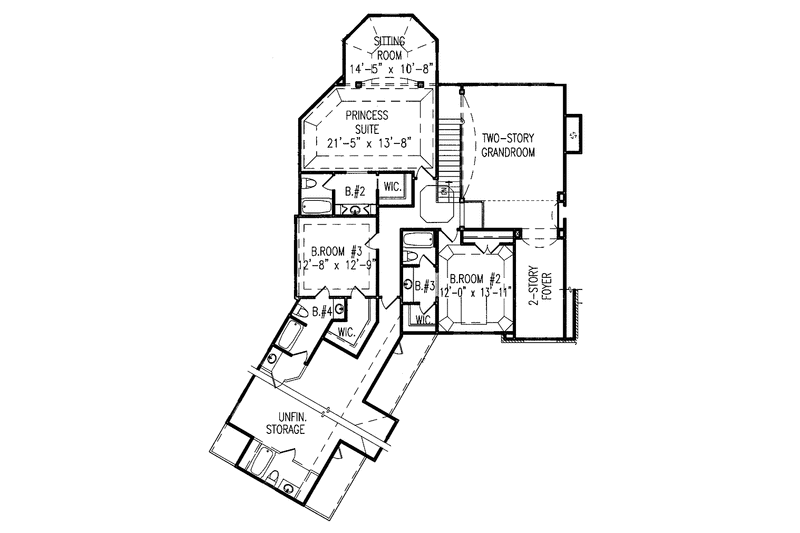 Dream House Plan - Floor Plan - Upper Floor for Traditional House Plan #54-186 - 4 bed, 4.5 bath