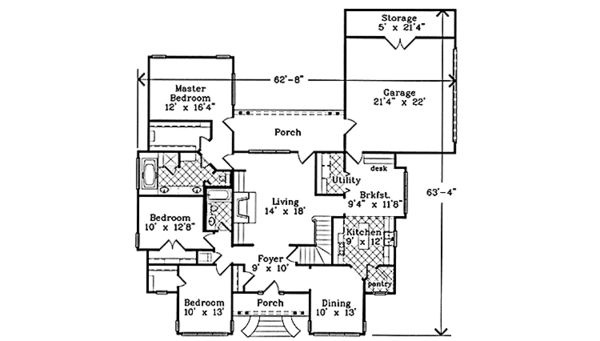 House Plan Design - Country Floor Plan - Main Floor Plan #985-16