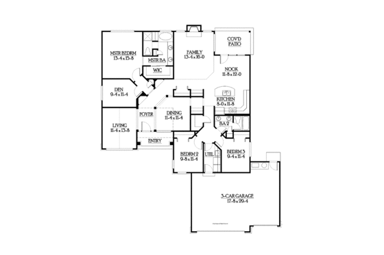 Floor Plan - Main Floor for Traditional House Plan #132-536 - 3 bed, 2 bath