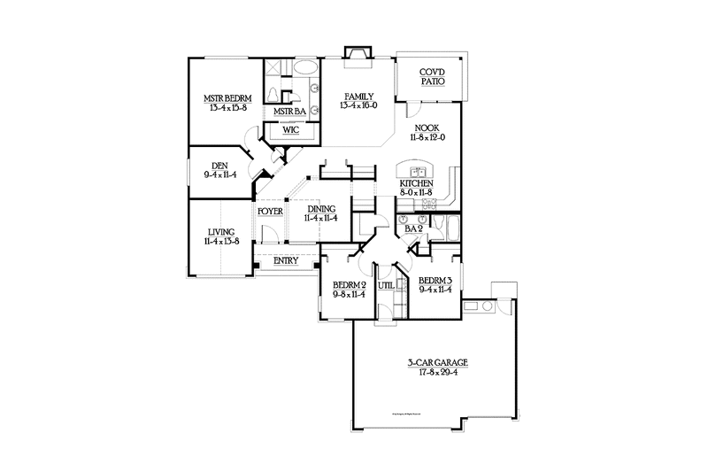 Home Plan - Floor Plan - Main Floor for Traditional House Plan #132-536 - 3 bed, 2 bath