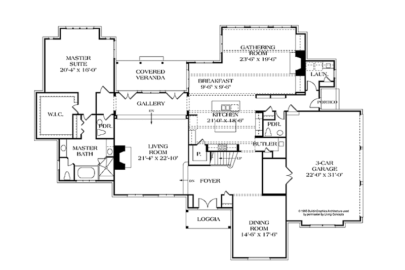 Dream House Plan - Floor Plan - Main Floor for Country House Plan #453-241 - 5 bed, 5 bath