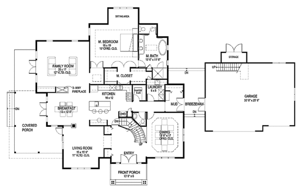 Architectural House Design - Craftsman Floor Plan - Main Floor Plan #1042-1