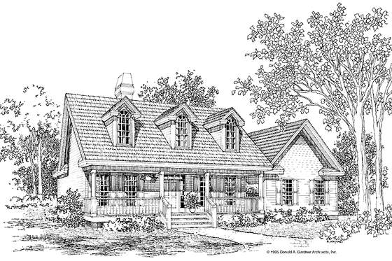 Exterior - Front Elevation 3 for Country House Plan #929-222 - 3 bed, 2 bath