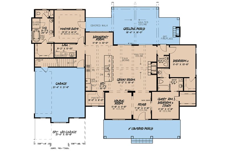 Home Plan - Floor Plan - Main Floor for Country House Plan #923-132 - 3 bed, 2.5 bath