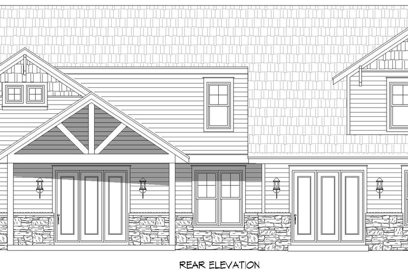 House Blueprint - Exterior - Rear Elevation for Traditional House Plan #932-1064 - 4 bed, 4.5 bath