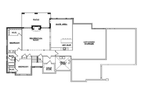 Floor Plan - Lower Floor for European House Plan #5-366 - 4 bed, 3.5 bath