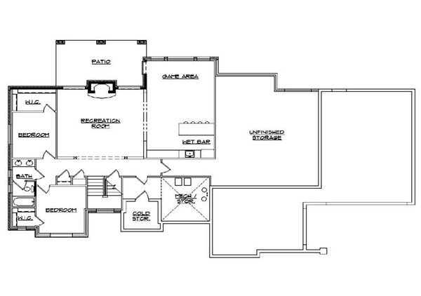 House Plan Design - European Floor Plan - Lower Floor Plan #5-366