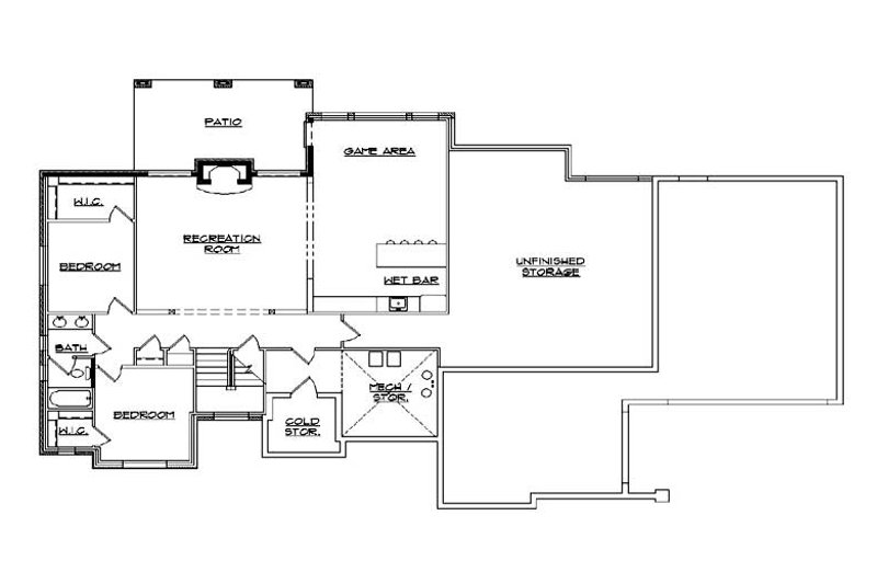 Home Plan - Floor Plan - Lower Floor for European House Plan #5-366 - 4 bed, 3.5 bath