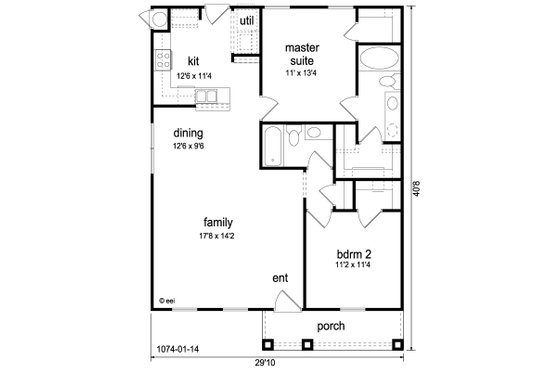 Floor Plan - Main Floor for Craftsman House Plan #84-621 - 2 bed, 2 bath
