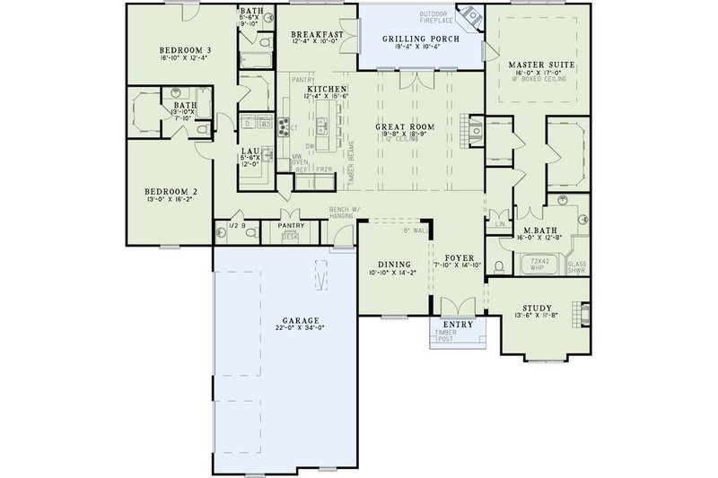 Architectural House Design - Floor Plan - Main Floor for European House Plan #17-2501 - 3 bed, 3.5 bath