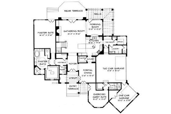 Floor Plan - Main Floor for European House Plan #413-119 - 4 bed, 4 bath