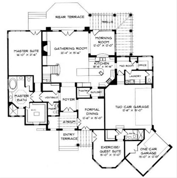 House Blueprint - European Floor Plan - Main Floor Plan #413-119