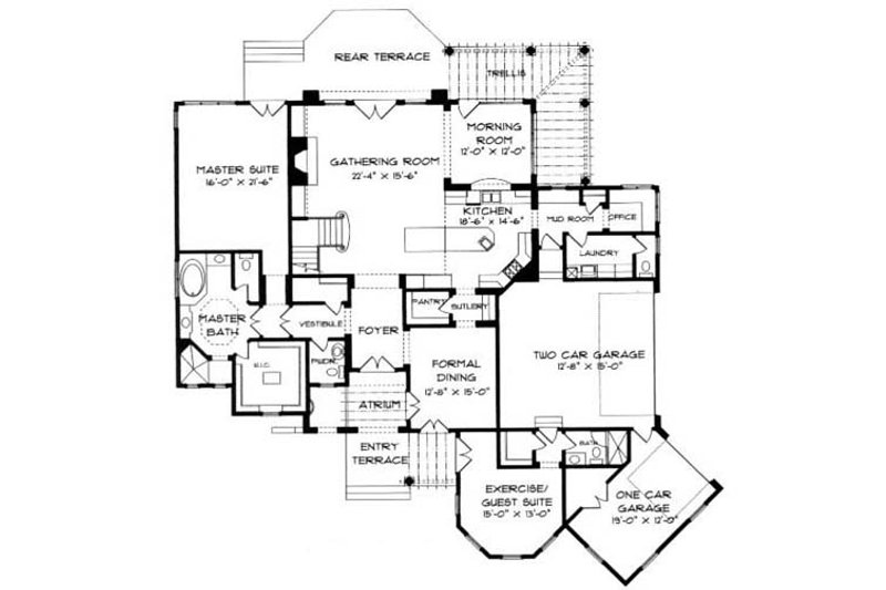 Home Plan - Floor Plan - Main Floor for European House Plan #413-119 - 4 bed, 4 bath