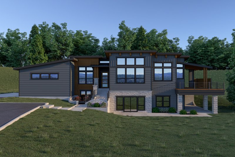 Architectural House Design - Contemporary Exterior - Front Elevation Plan #1070-71