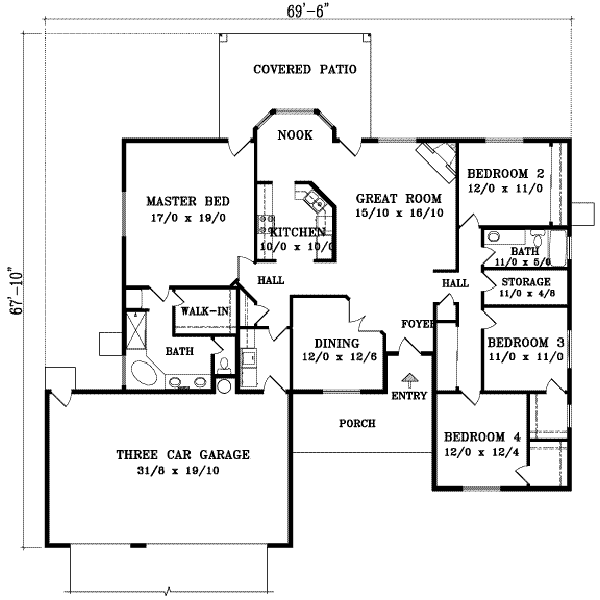 Adobe / Southwestern Floor Plan - Main Floor Plan #1-920