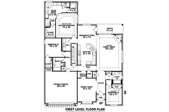 Floor Plan - Main Floor for European House Plan #81-1157 - 3 bed, 3 bath