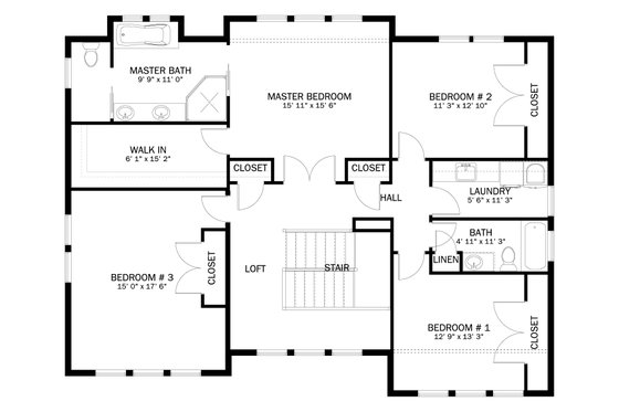 Floor Plan - Upper Floor for Craftsman House Plan #1060-55 - 5 bed, 3 bath