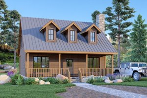 Cabin Exterior - Front Elevation Plan #472-443