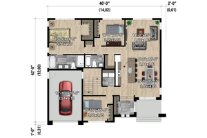 Floor Plan - Main Floor 1 for Modern House Plan #25-5044 - 3 bed, 2 bath