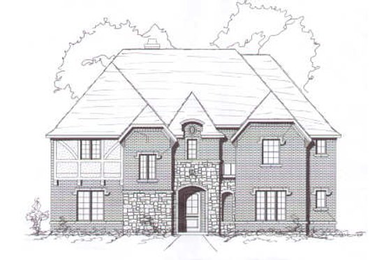 Exterior - Front Elevation for European House Plan #141-261 - 4 bed, 4.5 bath