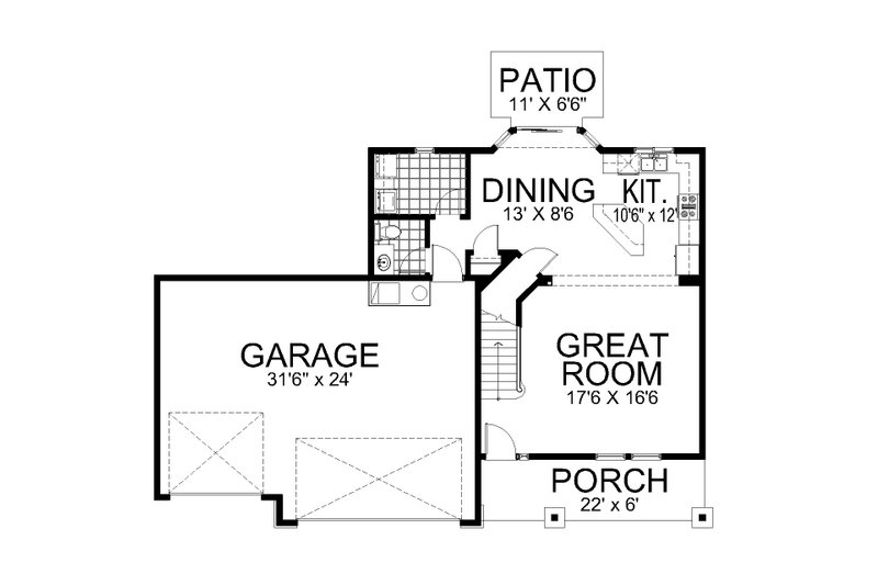 House Blueprint - Floor Plan - Main Floor for Farmhouse House Plan #112-277 - 4 bed, 2.5 bath