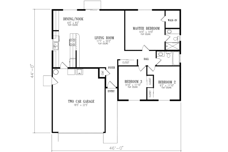 Dream House Plan - Floor Plan - Main Floor for Adobe / Southwestern House Plan #1-216 - 3 bed, 2 bath