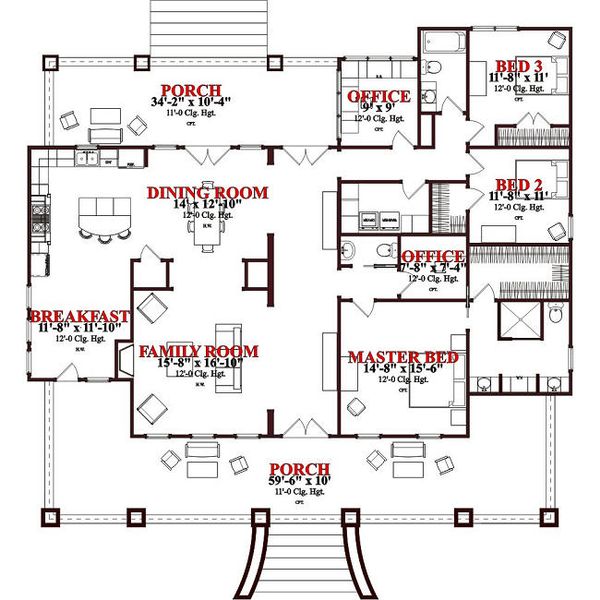 Craftsman Floor Plan - Main Floor Plan #63-343