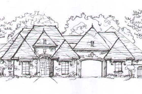 Exterior - Front Elevation for European House Plan #141-235 - 4 bed, 4 bath