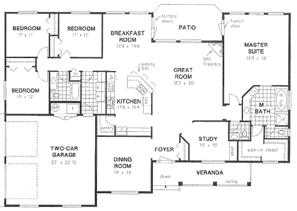 Ranch Floor Plan - Main Floor Plan #18-4516