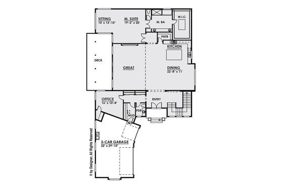 Floor Plan - Main Floor for Contemporary House Plan #1066-27 - 4 bed, 4.5 bath