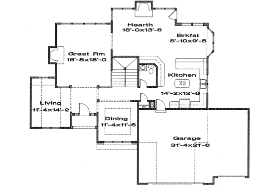 Floor Plan - Main Floor for Traditional House Plan #6-136 - 4 bed, 3.5 bath