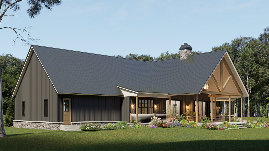 Exterior - Rear Elevation for Farmhouse House Plan #54-678 - 3 bed, 3.5 bath