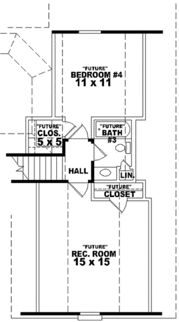 Traditional Floor Plan - Upper Floor Plan #81-1034
