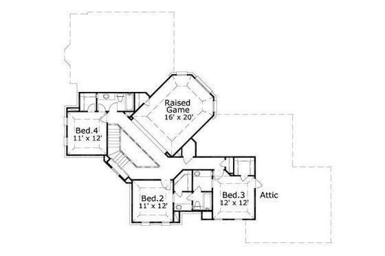 Floor Plan - Upper Floor for European House Plan #411-756 - 4 bed, 3.5 bath