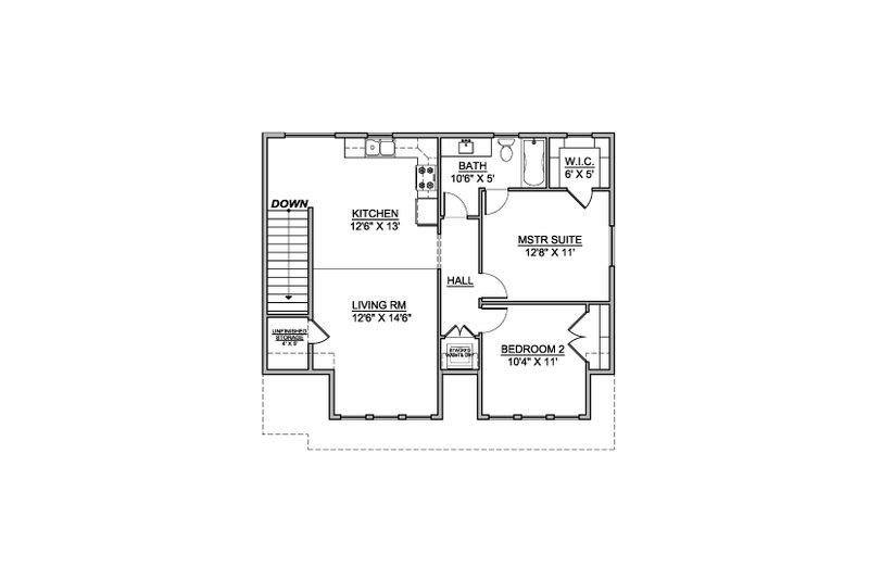 House Blueprint - Floor Plan - Upper Floor for Farmhouse House Plan #1073-43 - 2 bed, 1 bath