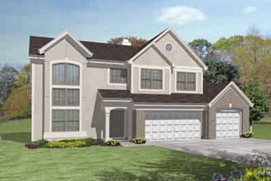 Exterior - Front Elevation for European House Plan #50-290 - 4 bed, 3 bath