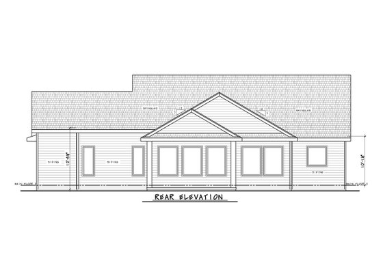 Exterior - Rear Elevation for Farmhouse House Plan #20-2510 - 4 bed, 2 bath