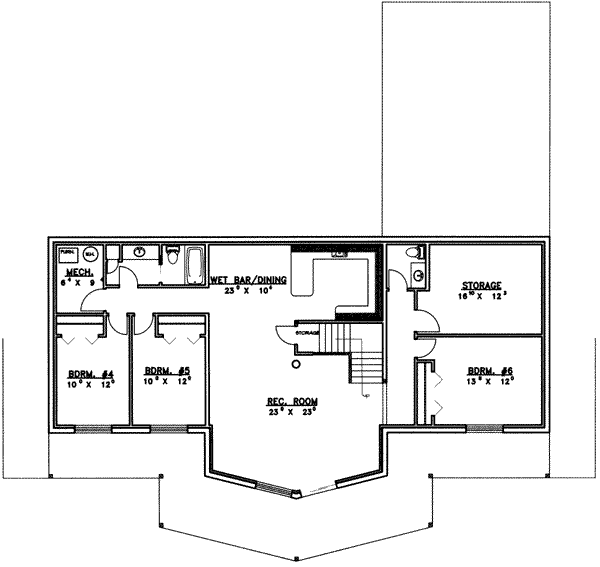 House Blueprint - Log Floor Plan - Lower Floor Plan #117-404