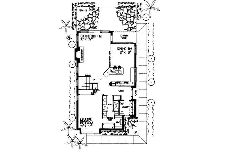 House Blueprint - Floor Plan - Main Floor for Cottage House Plan #72-142 - 4 bed, 3 bath