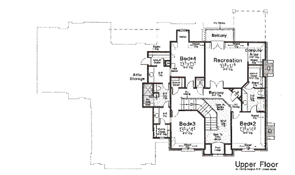 House Blueprint - European Floor Plan - Upper Floor Plan #310-974