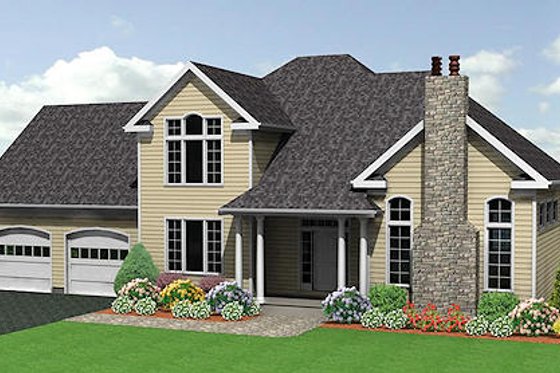 Exterior - Front Elevation for Traditional House Plan #75-114 - 3 bed, 2.5 bath