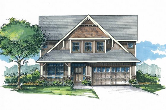 Exterior - Front Elevation for Craftsman House Plan #53-533 - 3 bed, 2.5 bath