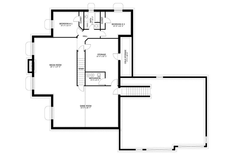 Architectural House Design - Floor Plan - Lower Floor for Craftsman House Plan #1060-452 - 3 bed, 2.5 bath