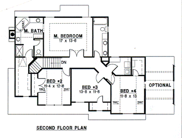 Traditional Floor Plan - Upper Floor Plan #67-486