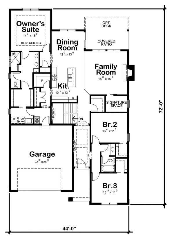 Architectural House Design - Ranch Floor Plan - Main Floor Plan #20-2298