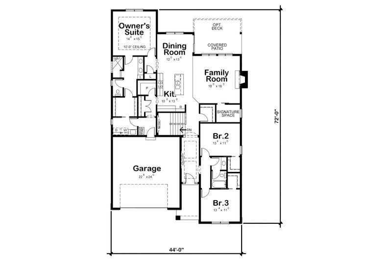 Dream House Plan - Floor Plan - Main Floor for Ranch House Plan #20-2298 - 3 bed, 2 bath