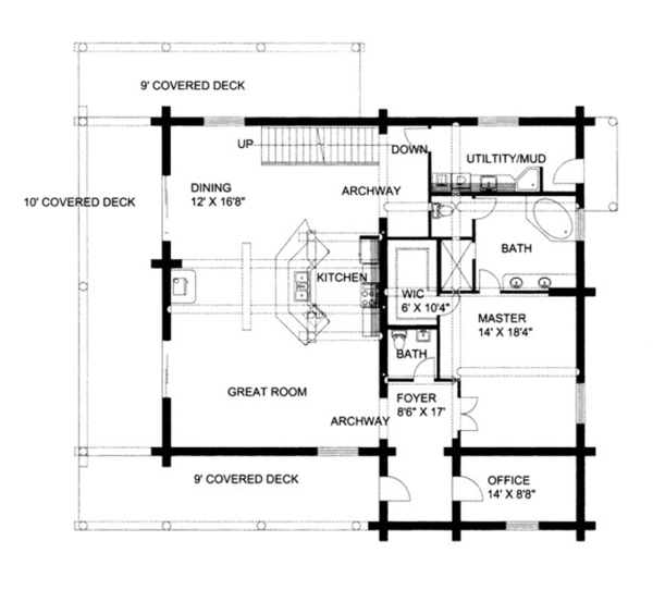 House Plan Design - Log Floor Plan - Main Floor Plan #117-826