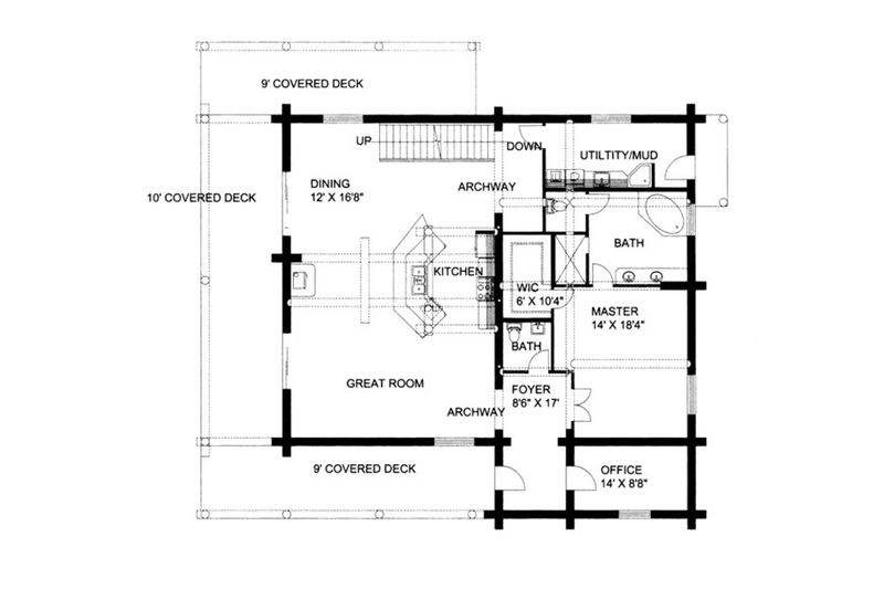 Home Plan - Floor Plan - Main Floor for Log House Plan #117-826 - 1 bed, 2.5 bath
